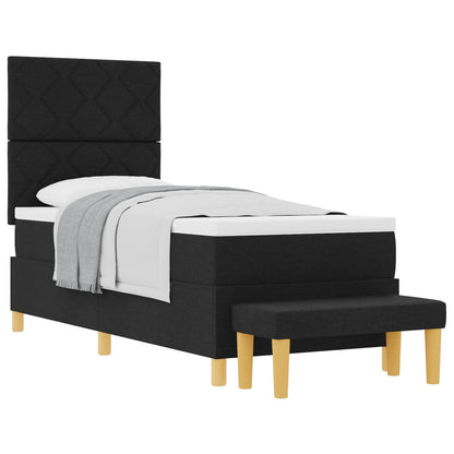 Letto a molle con cuscino con testiera Nero 200 x 80 cm Tessuto | homemem39