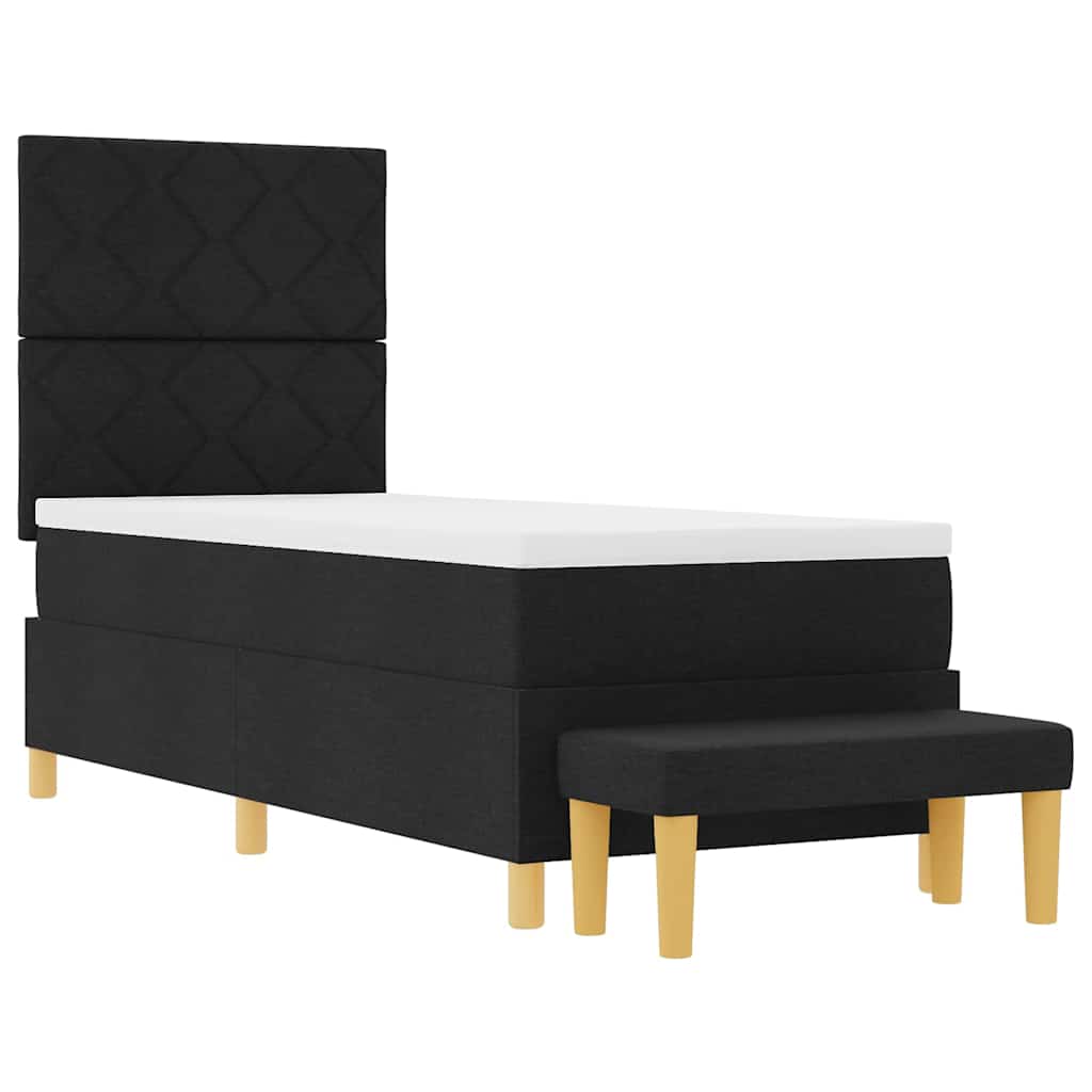 Letto a molle con cuscino con testiera Nero 200 x 80 cm Tessuto | homemem39