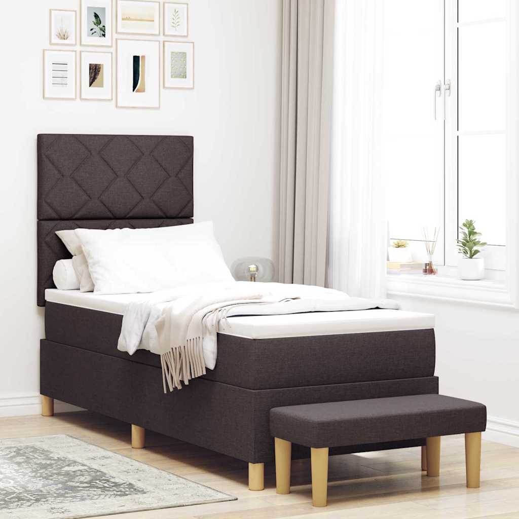 Letto a molle con testiera Marrone scuro 200 x 80 cm Tessuto | homemem39
