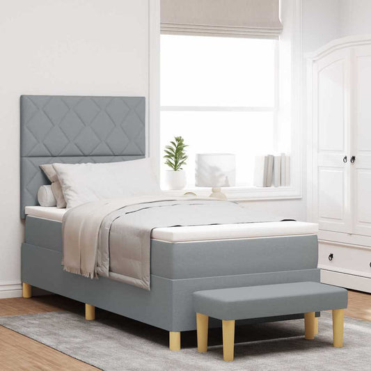 Letto a molle con materasso Grigio chiaro 100 x 200 cm Tessuto
