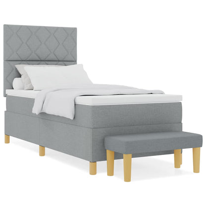 Letto a molle con materasso Grigio chiaro 100 x 200 cm Tessuto
