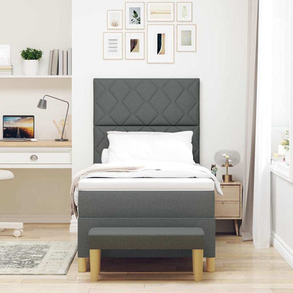 Letto a molle con materasso Grigio scuro 100 x 200 cm Tessuto