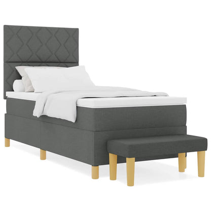 Letto a molle con materasso Grigio scuro 100 x 200 cm Tessuto