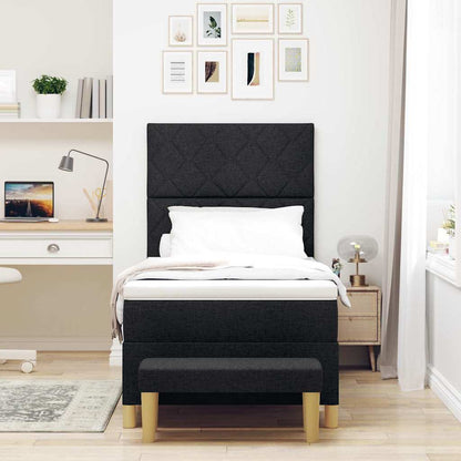 Letto a molle con materasso Nero 100 x 200 cm Tessuto