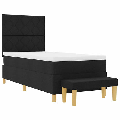 Letto a molle con materasso Nero 100 x 200 cm Tessuto