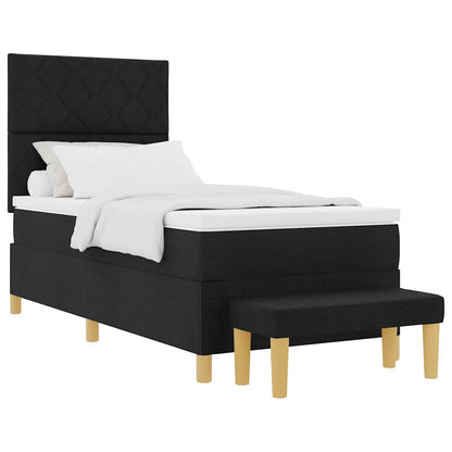 Letto a molle con materasso Nero 100 x 200 cm Tessuto