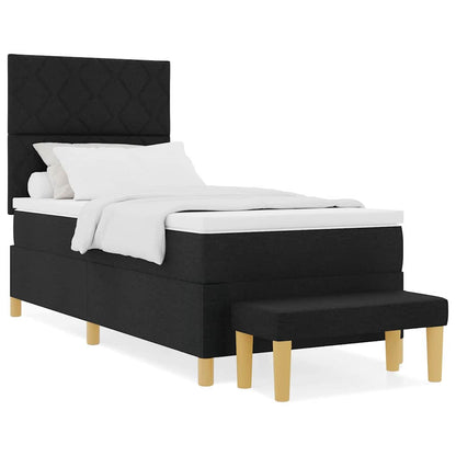 Letto a molle con materasso Nero 100 x 200 cm Tessuto