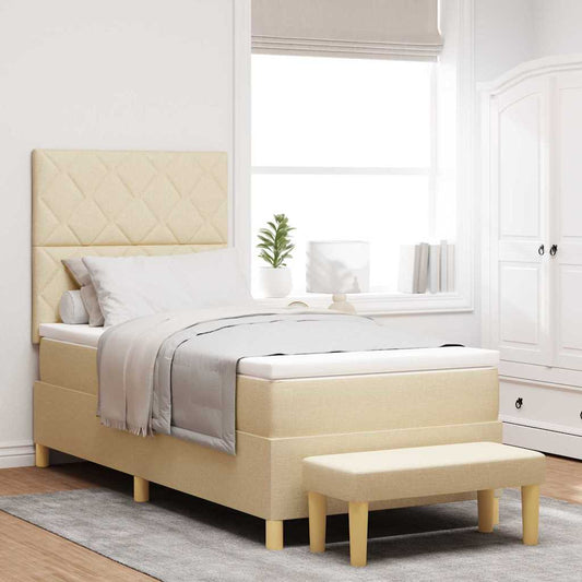 Letto a molle con cuscino Crema 200 x 100 cm Tessuto | homemem39