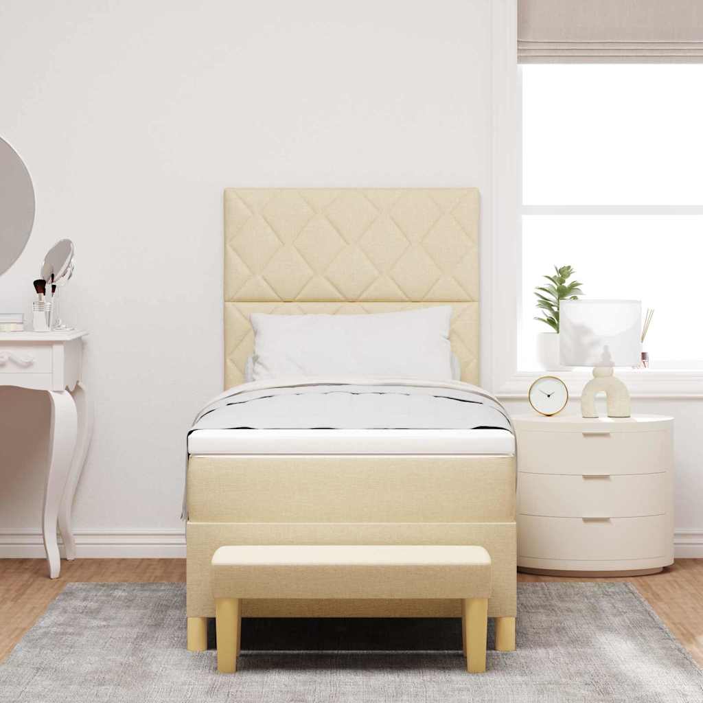 Letto a molle con cuscino Crema 200 x 100 cm Tessuto | homemem39