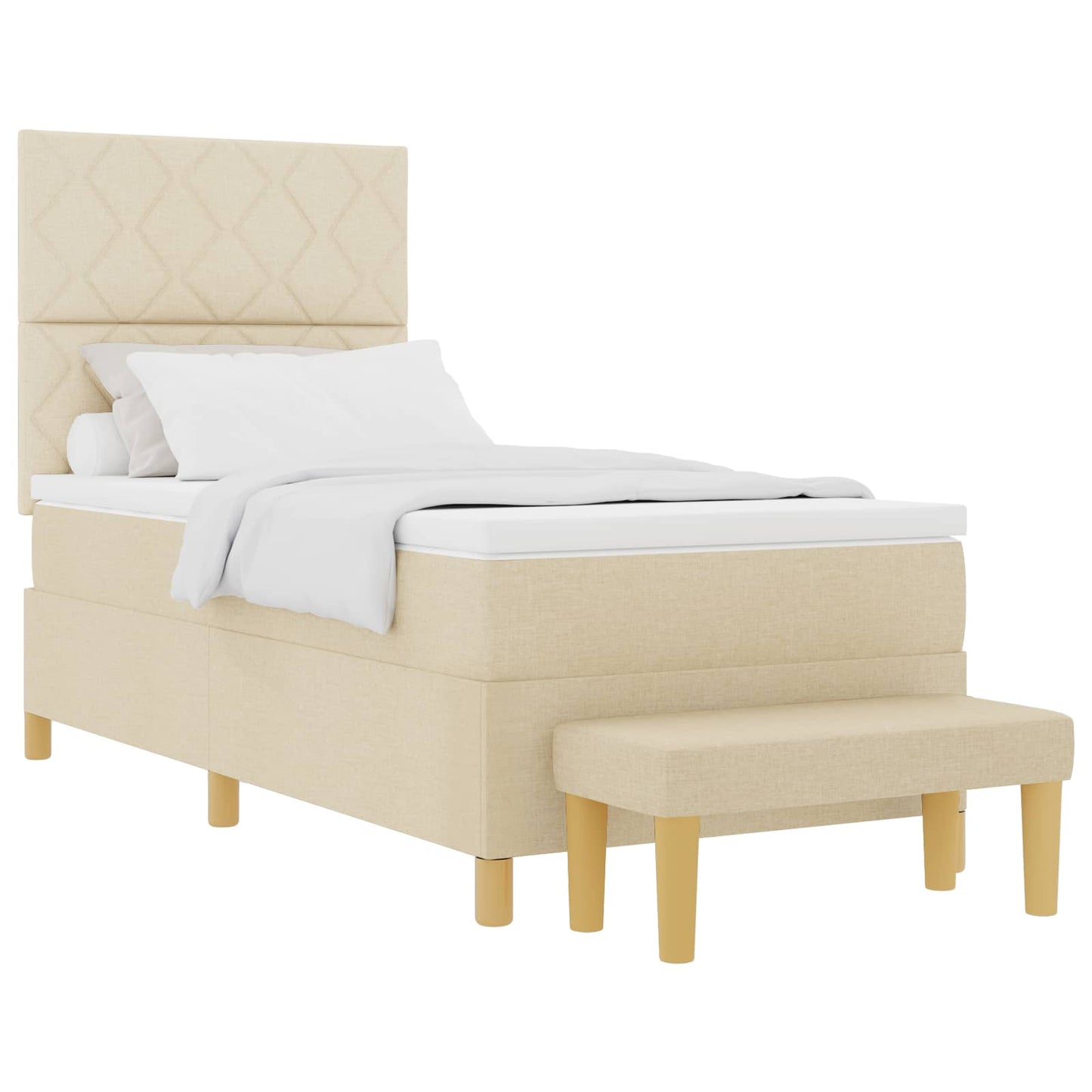 Letto a molle con cuscino Crema 200 x 100 cm Tessuto | homemem39