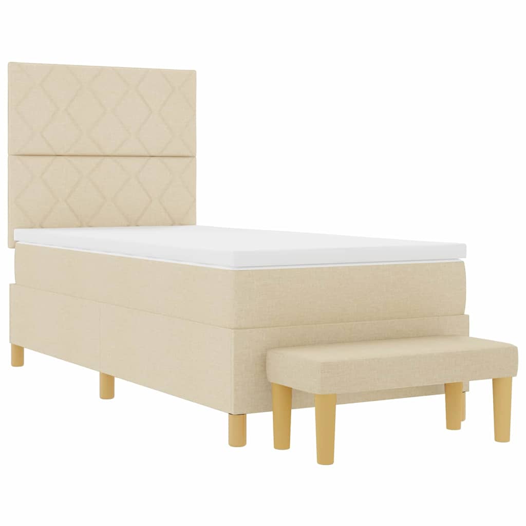Letto a molle con cuscino Crema 200 x 100 cm Tessuto | homemem39