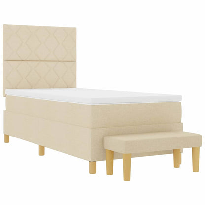 Letto a molle con cuscino Crema 200 x 100 cm Tessuto | homemem39