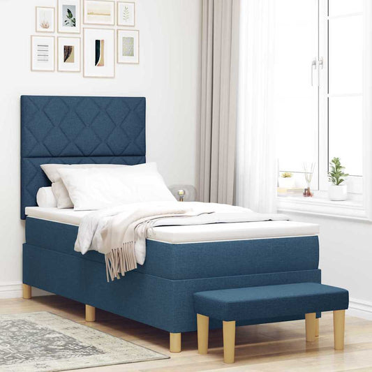 Letto a molle con testiera Blu 200 x 100 cm Tessuto | homemem39