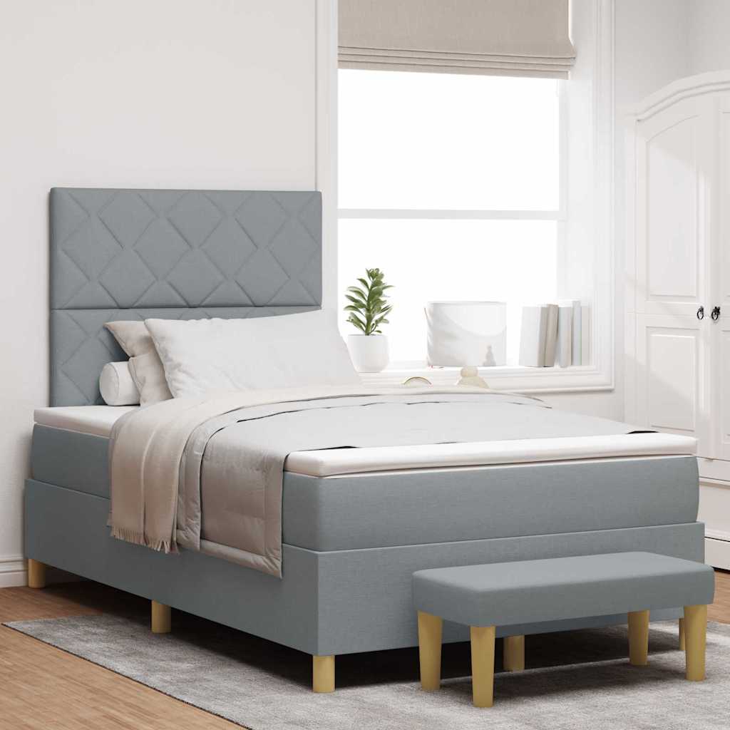 Letto a molle con cuscino Grigio chiaro 190 x 120 cm Tessuto | homemem39
