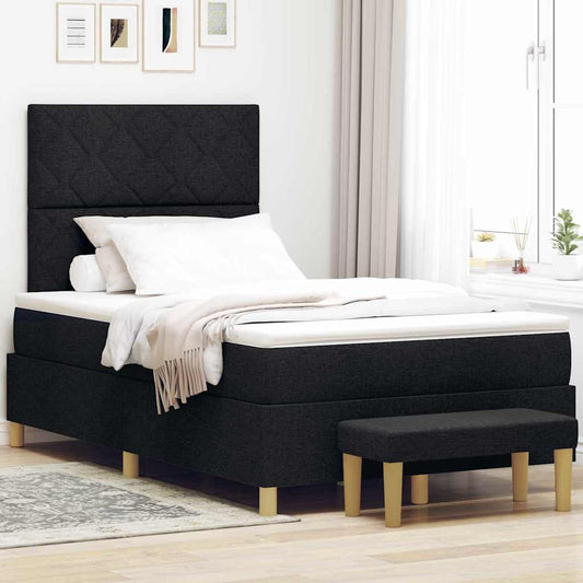 Letto a molle con testiera Nero 190 x 120 cm Tessuto | homemem39