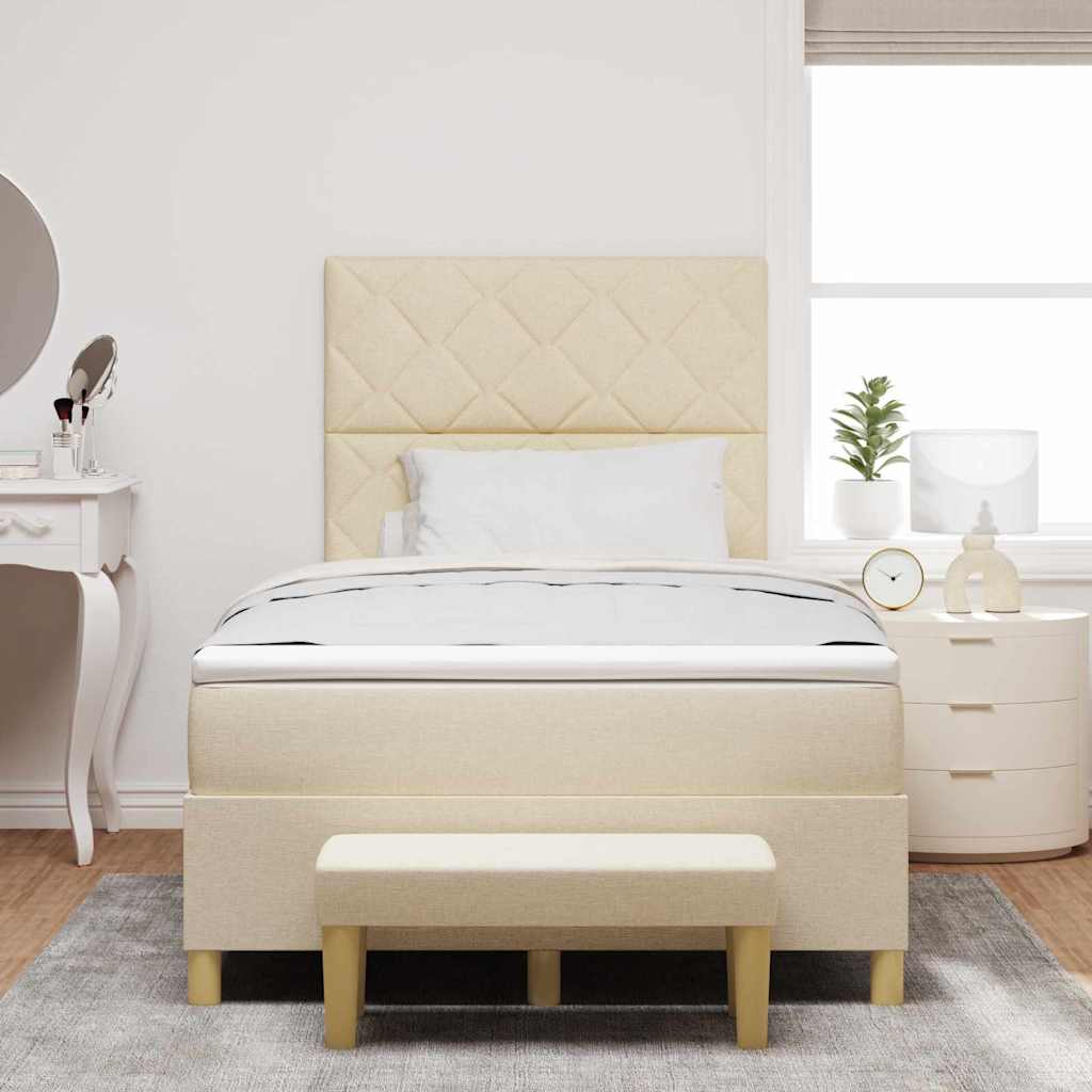Letto a molle con testiera Crema 190 x 120 cm Tessuto | homemem39