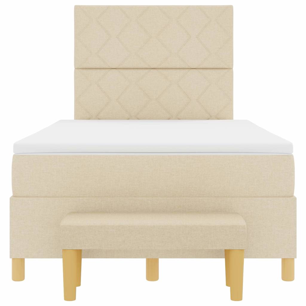 Letto a molle con testiera Crema 190 x 120 cm Tessuto | homemem39