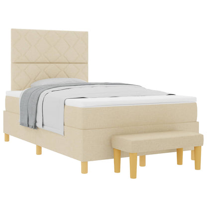 Letto a molle con testiera Crema 200 x 120 cm Tessuto | homemem39