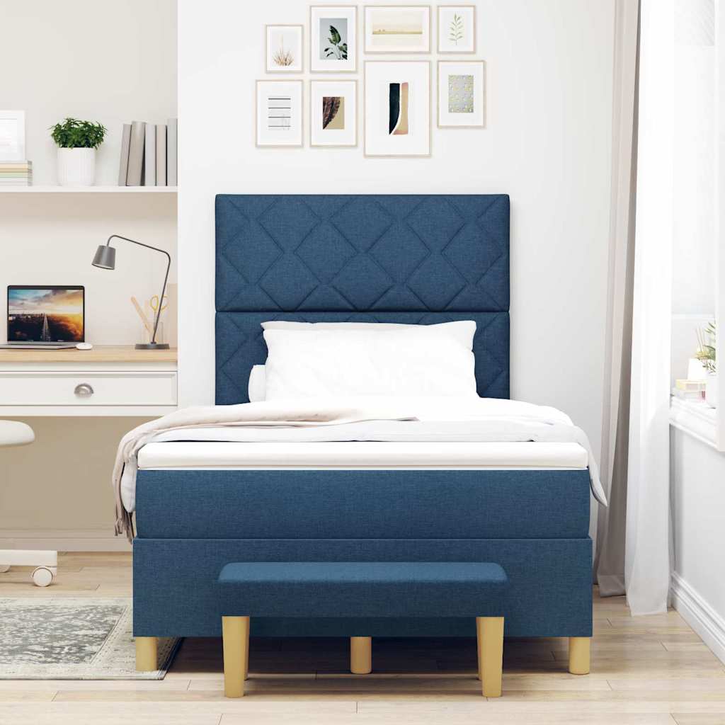 Letto a molle con cuscino con testiera Blu 200 x 120 cm Tessuto | homemem39