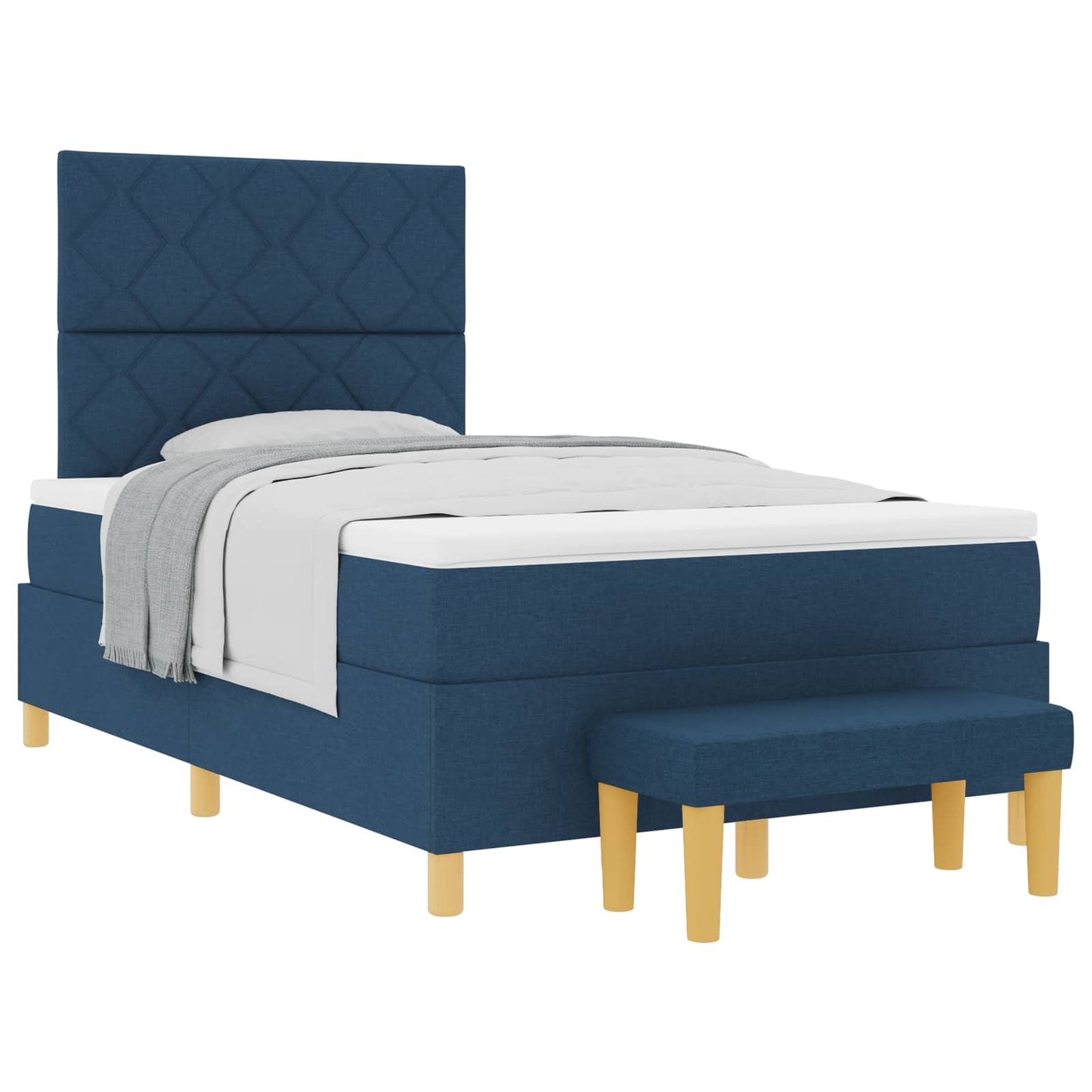 Letto a molle con cuscino con testiera Blu 200 x 120 cm Tessuto | homemem39