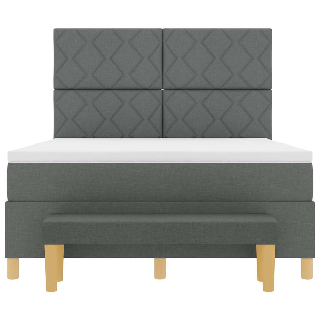 Letto a molle con materasso Grigio scuro 140 x 190 cm Tessuto