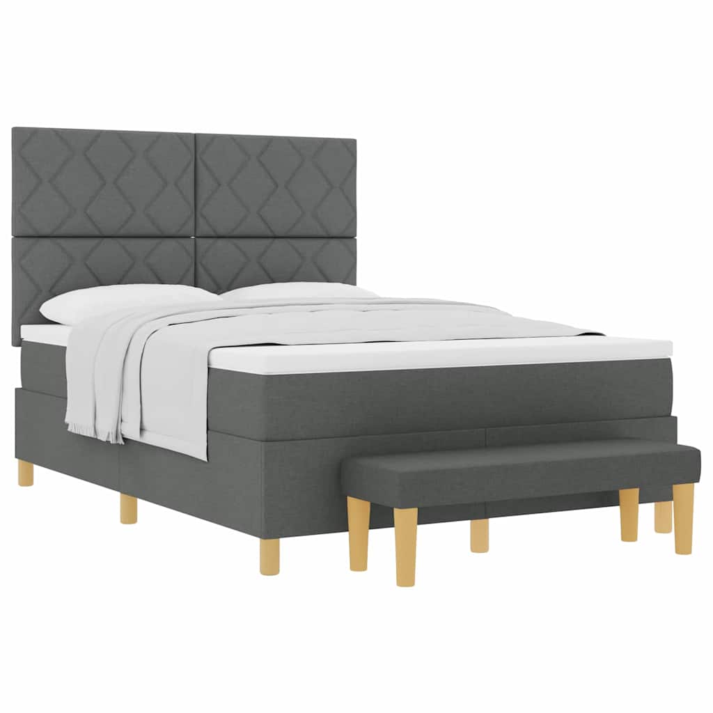 Letto a molle con materasso Grigio scuro 140 x 190 cm Tessuto
