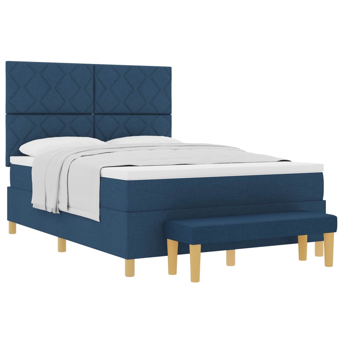Letto a molle con cuscino con testiera Blu 190 x 140 cm Tessuto | homemem39