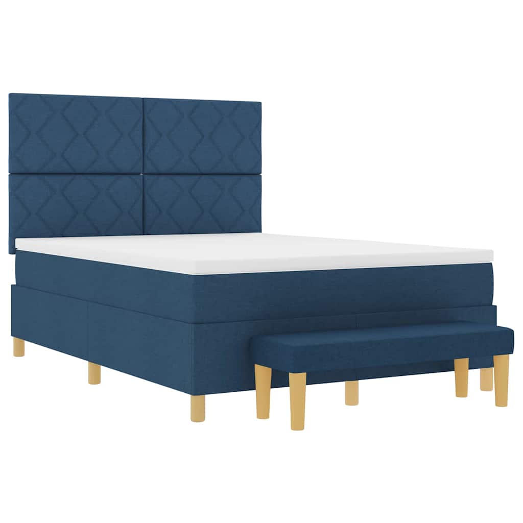 Letto a molle con cuscino con testiera Blu 190 x 140 cm Tessuto | homemem39