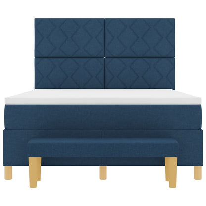 Letto a molle con cuscino con testiera Blu 190 x 140 cm Tessuto | homemem39