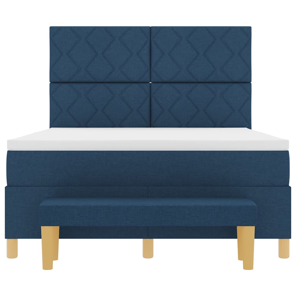 Letto a molle con cuscino con testiera Blu 200 x 140 cm Tessuto | homemem39