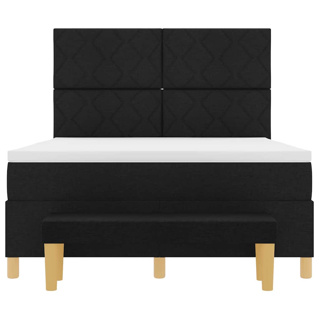 Letto a molle con cuscino Nero 200 x 160 cm Tessuto