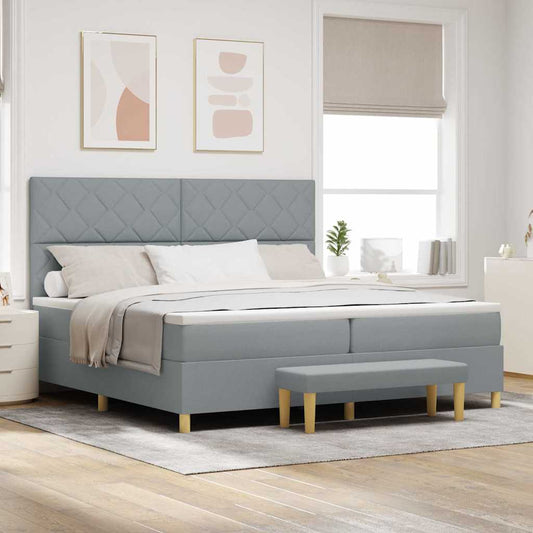 Letto a molle con cuscino Grigio chiaro 200 x 200 cm Tessuto | homemem39
