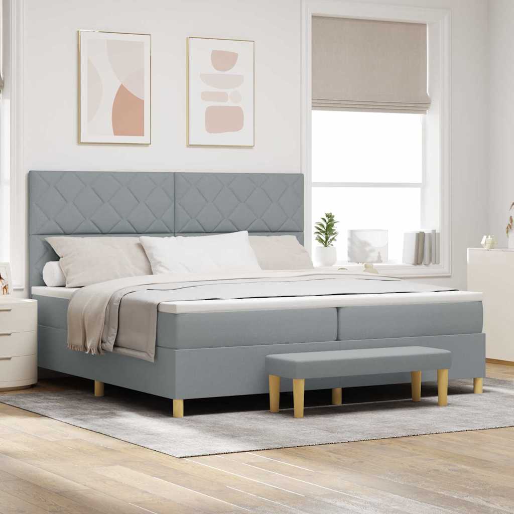 Letto a molle con materasso Grigio chiaro 200 x 200 cm Tessuto - homemem39