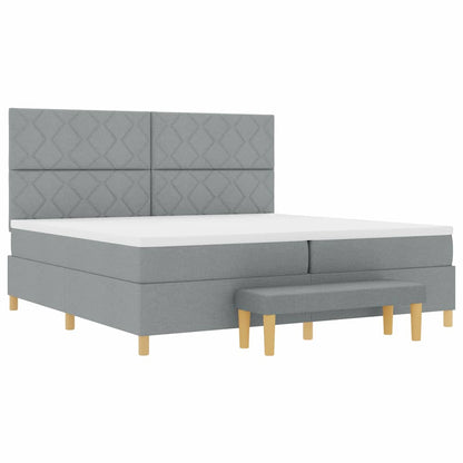 Letto a molle con cuscino Grigio chiaro 200 x 200 cm Tessuto | homemem39