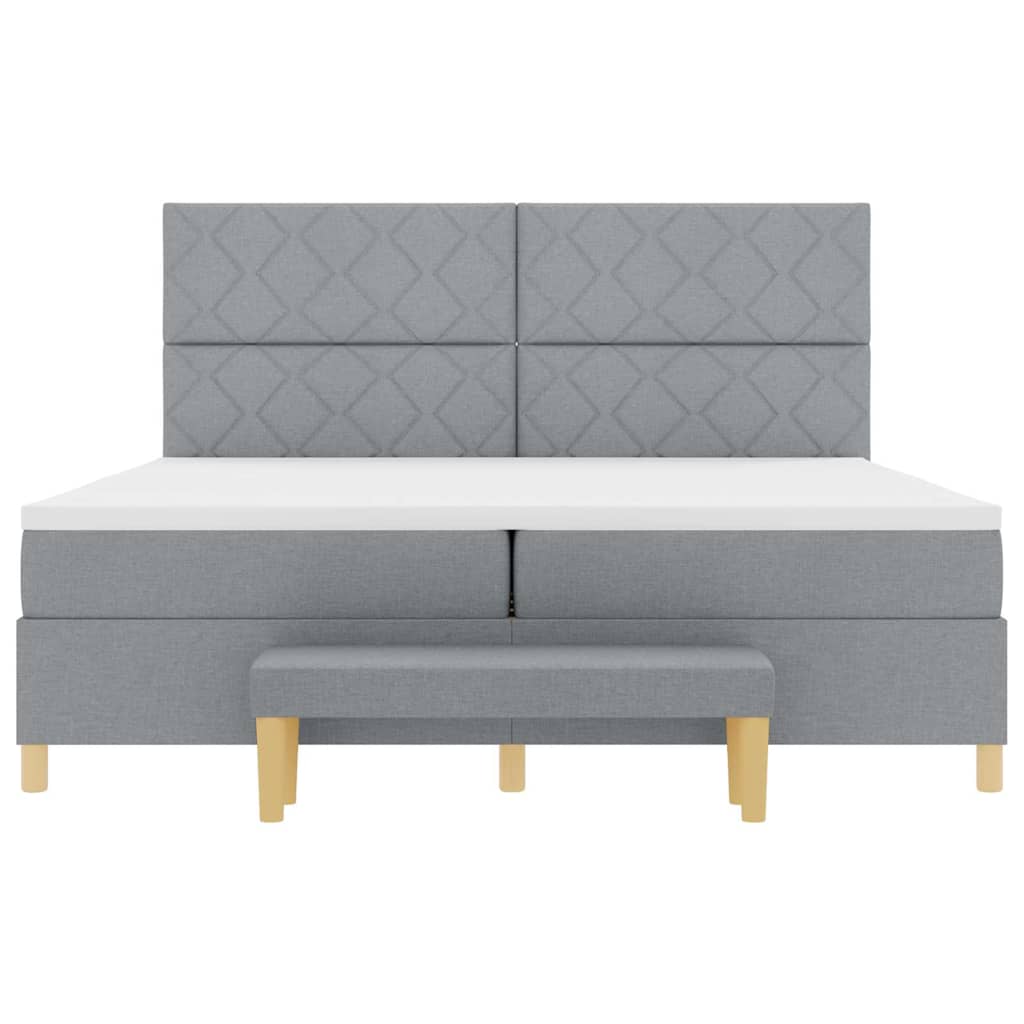 Letto a molle con cuscino Grigio chiaro 200 x 200 cm Tessuto | homemem39