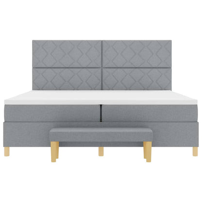 Letto a molle con cuscino Grigio chiaro 200 x 200 cm Tessuto | homemem39