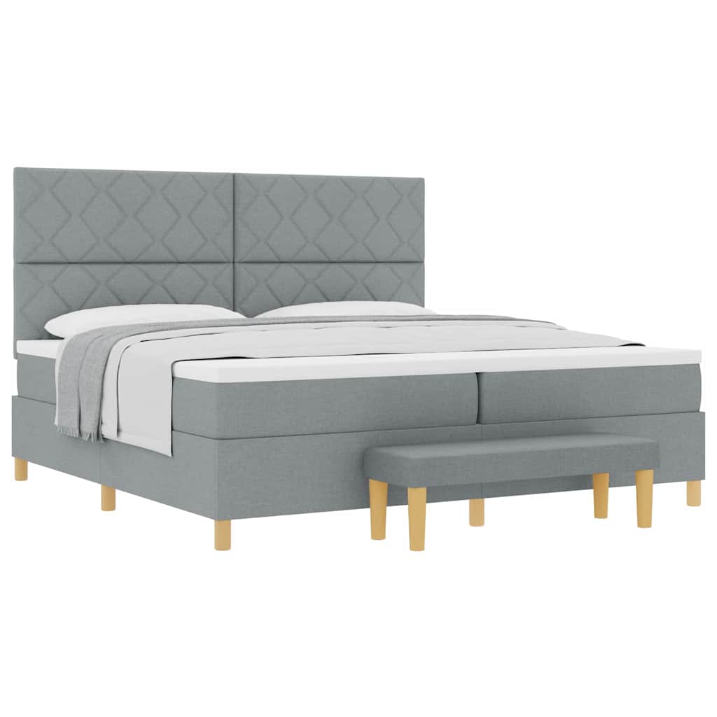 Letto a molle con materasso Grigio chiaro 200 x 200 cm Tessuto - homemem39