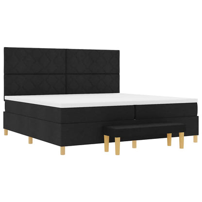 Letto a molle con testiera Nero 200 x 200 cm Tessuto | homemem39