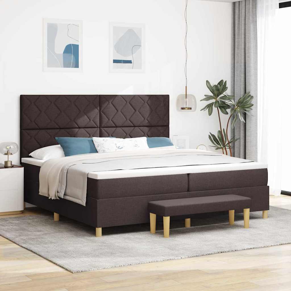 Letto a molle con testiera Marrone Scuro 200 x 200 cm Tessuto | homemem39