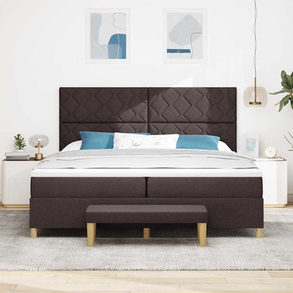 Letto a molle con testiera Marrone Scuro 200 x 200 cm Tessuto | homemem39