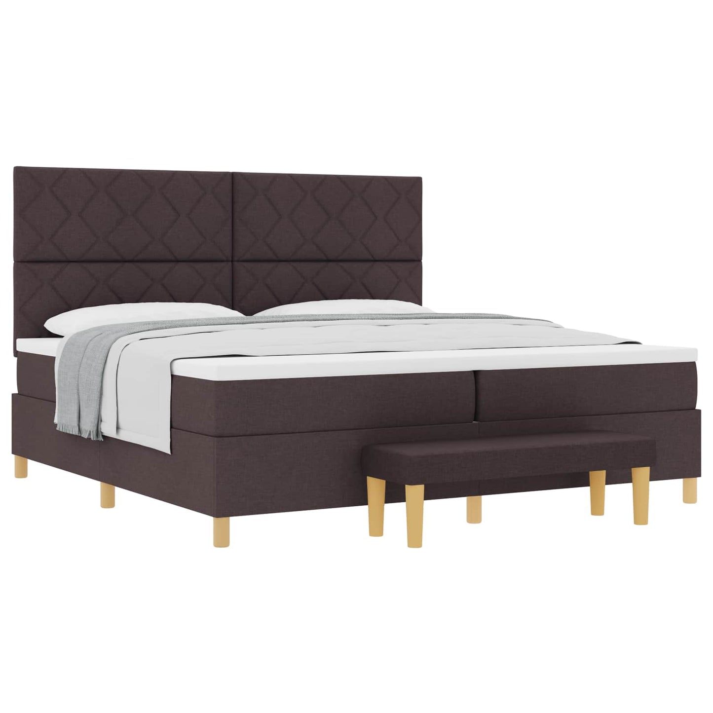 Letto a molle con testiera Marrone Scuro 200 x 200 cm Tessuto | homemem39