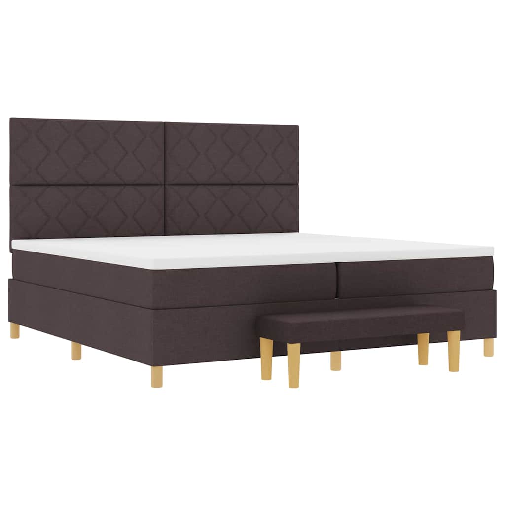 Letto a molle con testiera Marrone Scuro 200 x 200 cm Tessuto | homemem39