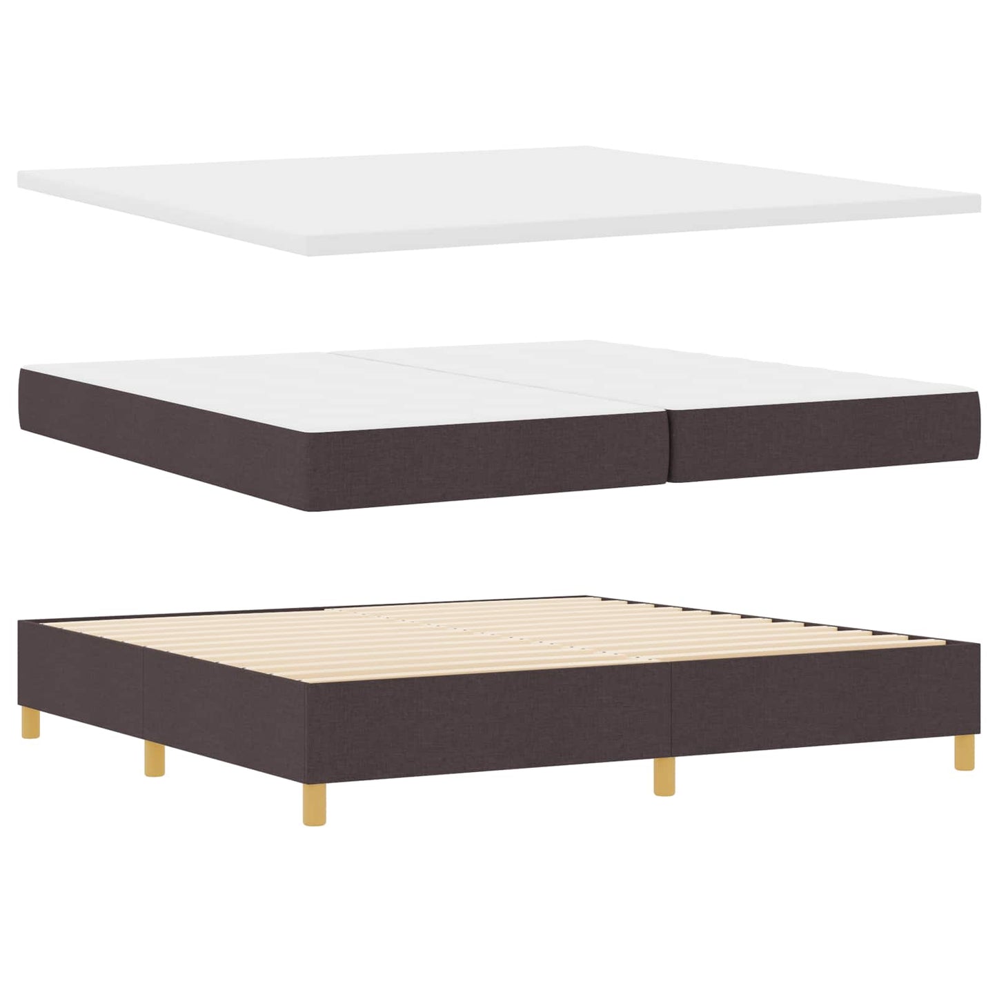 Letto a molle con testiera Marrone Scuro 200 x 200 cm Tessuto | homemem39