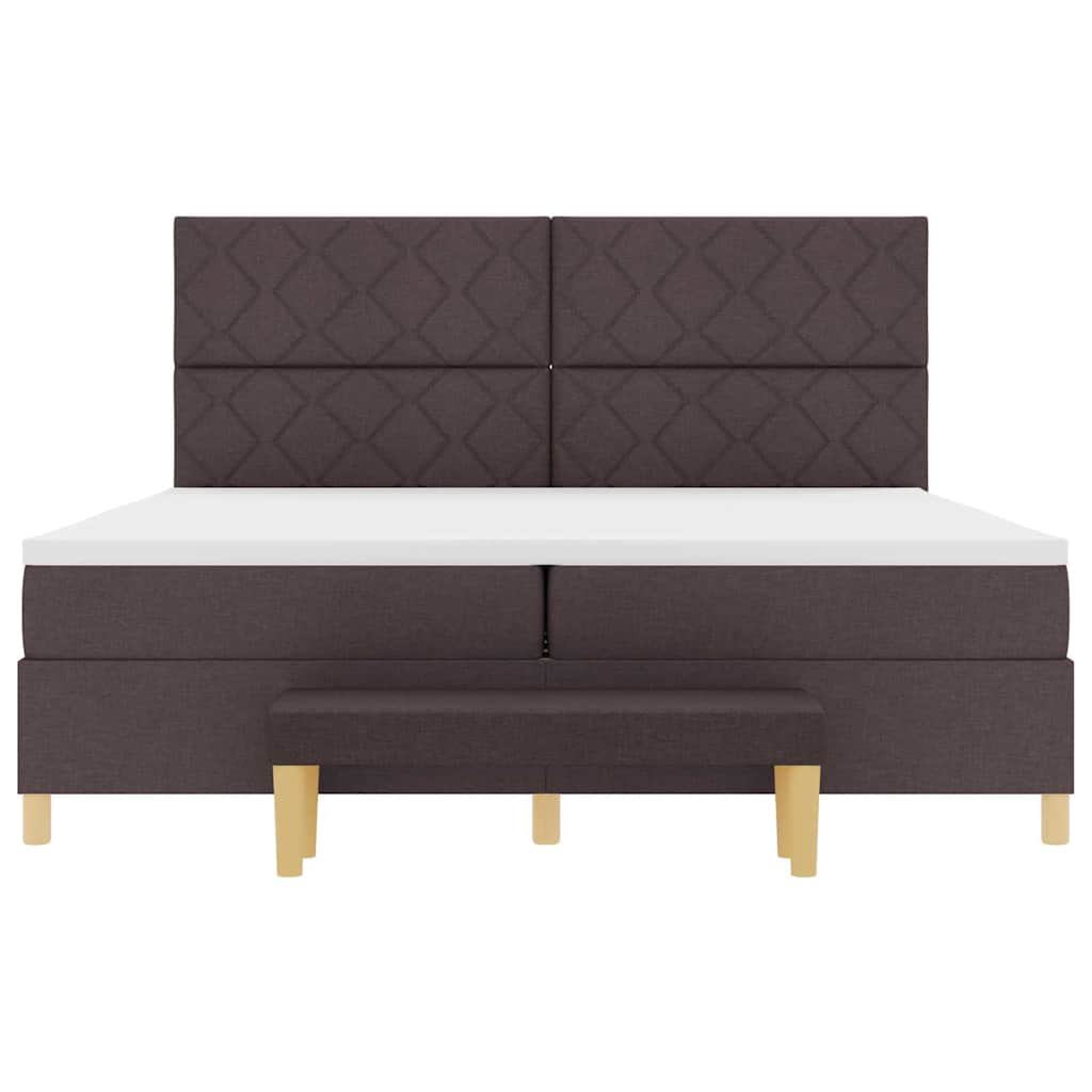 Letto a molle con testiera Marrone Scuro 200 x 200 cm Tessuto | homemem39