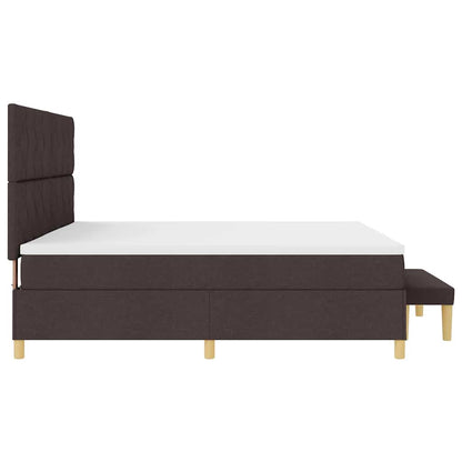 Letto a molle con testiera Marrone Scuro 200 x 200 cm Tessuto | homemem39