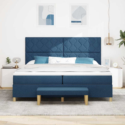 Letto a molle con testiera Blu 200 x 200 cm Tessuto | homemem39