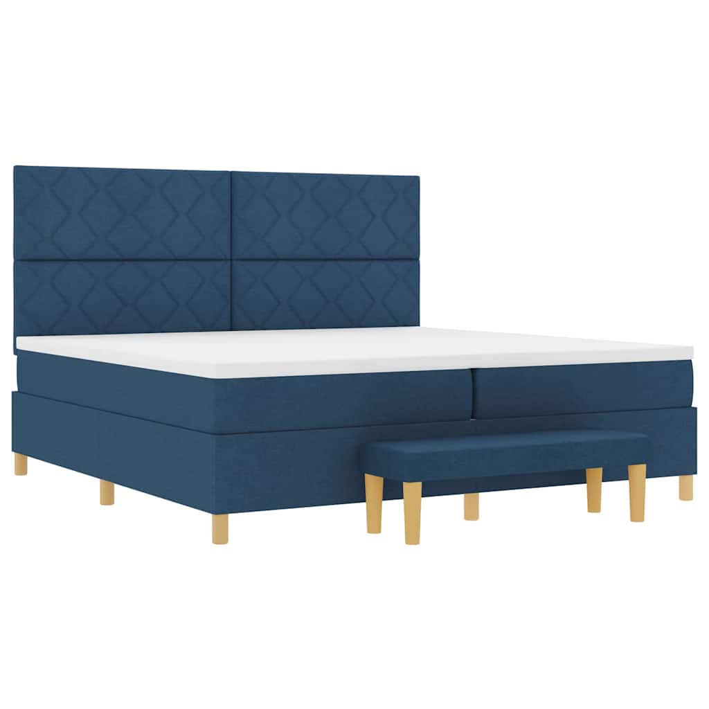 Letto a molle con testiera Blu 200 x 200 cm Tessuto | homemem39