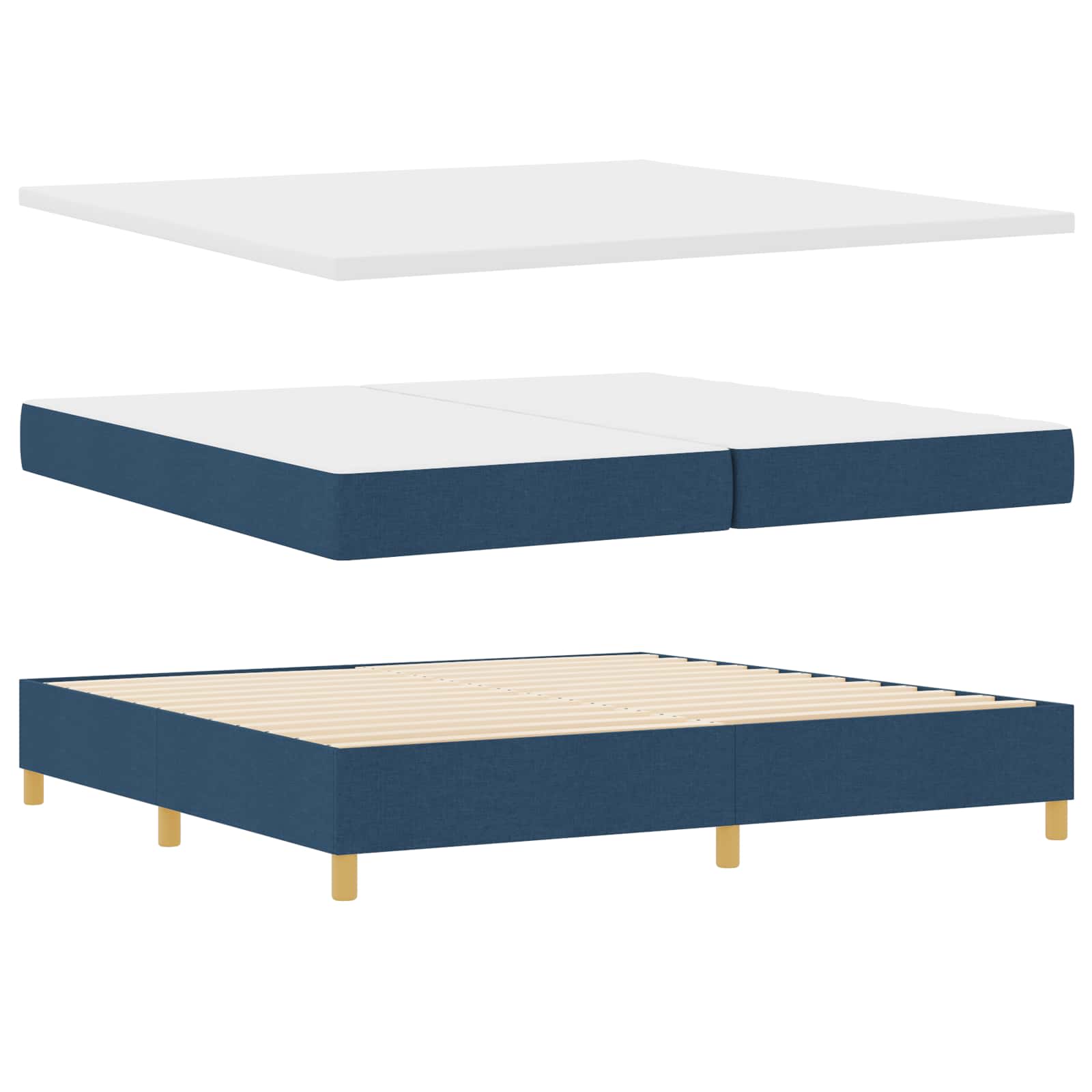 Letto a molle con testiera Blu 200 x 200 cm Tessuto | homemem39