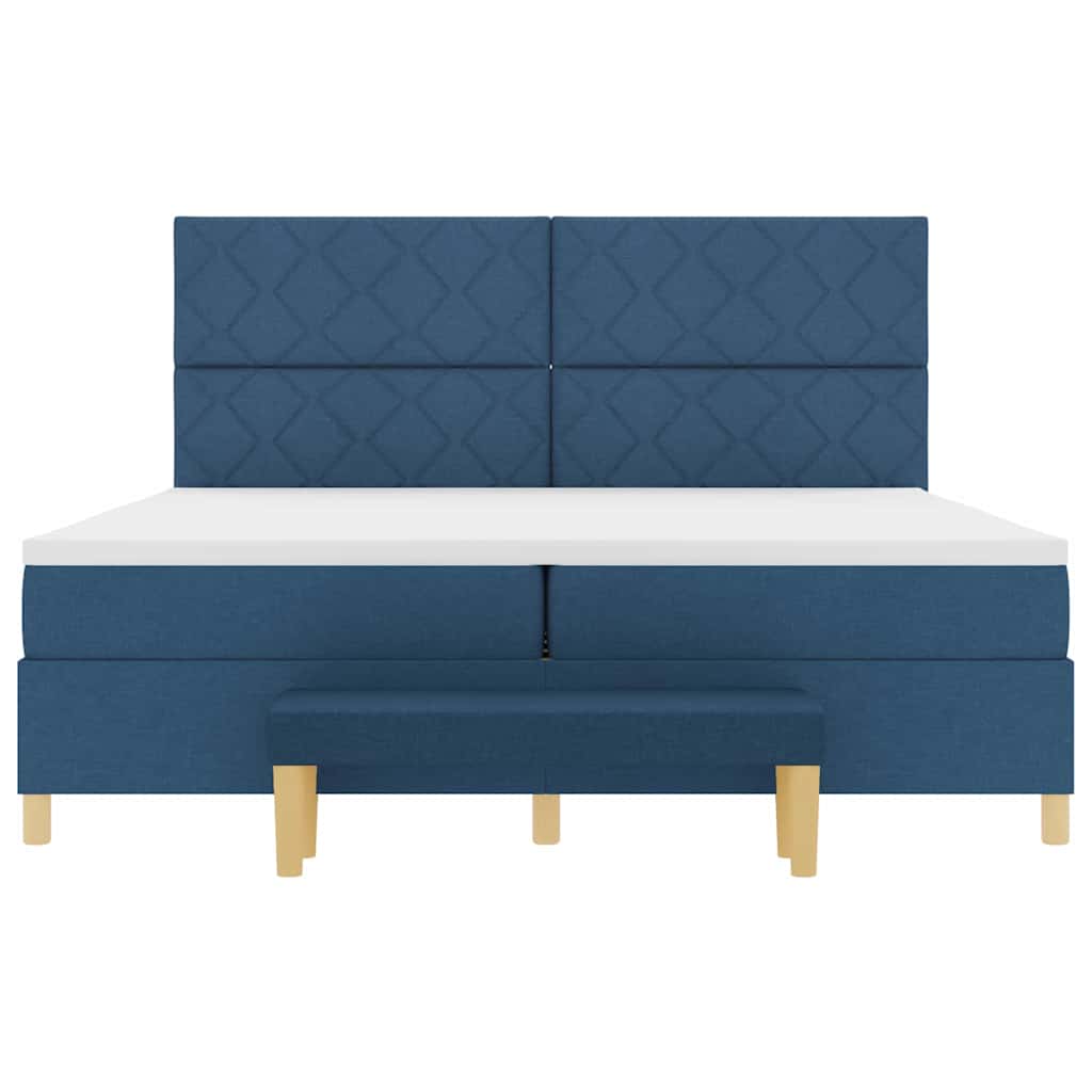 Letto a molle con testiera Blu 200 x 200 cm Tessuto | homemem39