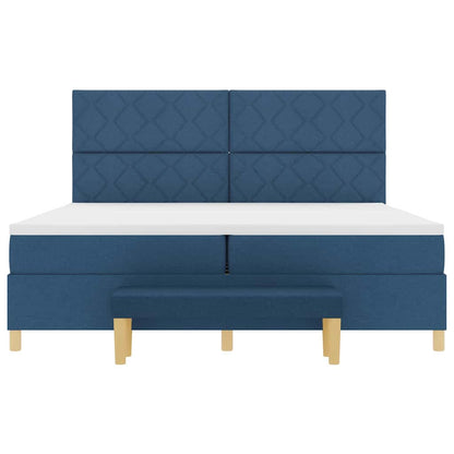 Letto a molle con testiera Blu 200 x 200 cm Tessuto | homemem39